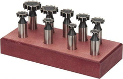 Value Collection - Straight Tooth Configuration, Woodruff and Keyseat Cutter Set - 204 to 808 ANSI, High Speed Steel, 9 Pieces - A1 Tooling