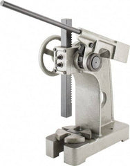 Interstate - 2-1/2" Ram, 6" Throat Depth, 3 Ton Manual Arbor Press - 12-5/8" Max Work Height x 12" Max Work Width, Ratchet Leverage, 20:1 Leverage Ratio, 8" Base Width x 18" Base Depth - A1 Tooling