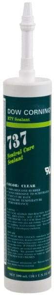 Dow Corning - 10.1 oz Cartridge Clear RTV Silicone Joint Sealant - -85 to 350°F Operating Temp, 14 min Tack Free Dry Time, 24 hr Full Cure Time, Series 737 - A1 Tooling