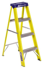 Louisville - 3 Steps, 4' High, Type I Rating, Fiberglass Step Ladder - 250 Lb Capacity, 18-7/8" Base Width - A1 Tooling