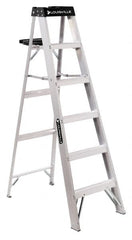 Louisville - 4 Steps, 5' High, Type IA Rating, Aluminum Step Ladder - 300 Lb Capacity, 20-1/8" Base Width - A1 Tooling