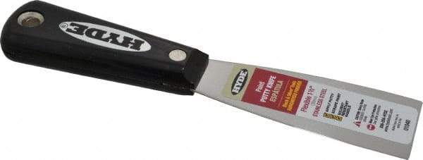 Hyde Tools - 1-1/2" Wide Stainless Steel Putty Knife - Flexible, Nylon Handle, 7-3/4" OAL - A1 Tooling