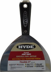 Hyde Tools - 6" Wide Carbon Steel Taping Knife - Flexible, Hammerhead Nylon Handle, 8-1/2" OAL - A1 Tooling