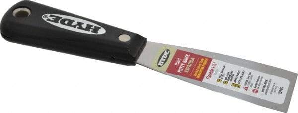 Hyde Tools - 1-1/2" Wide Steel Putty Knife - Flexible, Nylon Handle, 7-3/4" OAL - A1 Tooling