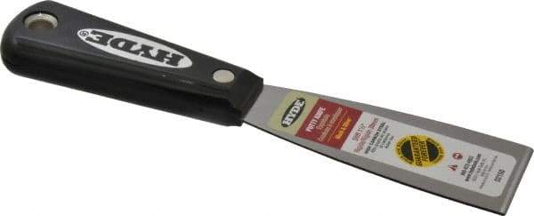 Hyde Tools - 1-1/2" Wide Steel Putty Knife - Stiff, Nylon Handle, 7-3/4" OAL - A1 Tooling