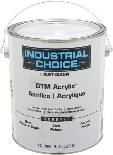 Rust-Oleum - 1 Gal Red Water-Based Acrylic Enamel Primer - 185 to 350 Sq Ft/Gal, <250 gL Content, Direct to Metal, Quick Drying, Exterior - A1 Tooling