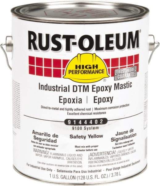 Rust-Oleum - 1 Gal Gloss Safety Yellow Epoxy Mastic - 100 to 225 Sq Ft/Gal Coverage, <340 g/L VOC Content, Direct to Metal - A1 Tooling