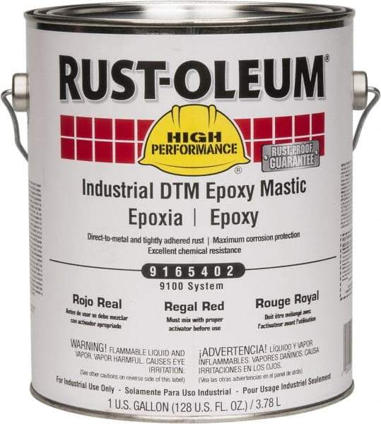 Rust-Oleum - 1 Gal Gloss Regal Red Epoxy Mastic - 100 to 225 Sq Ft/Gal Coverage, <340 g/L VOC Content, Direct to Metal - A1 Tooling