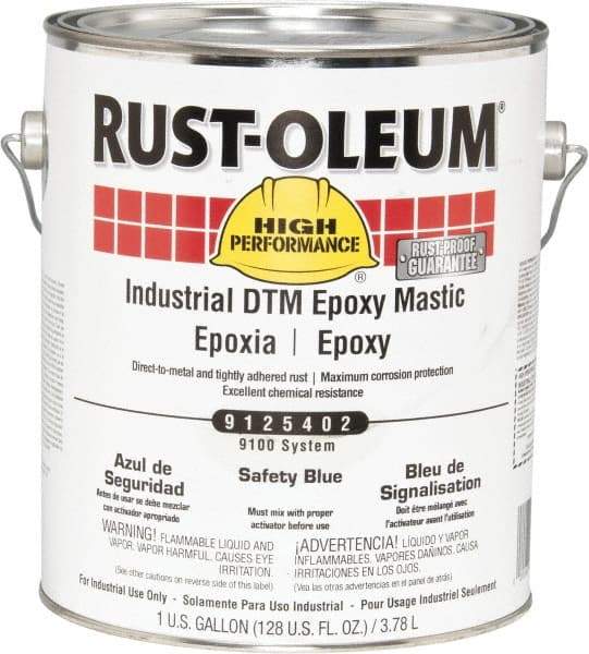 Rust-Oleum - 1 Gal Gloss Safety Blue Epoxy Mastic - 100 to 225 Sq Ft/Gal Coverage, <340 g/L VOC Content, Direct to Metal - A1 Tooling