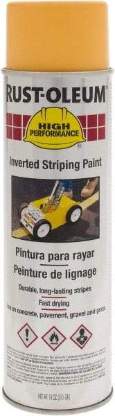 Rust-Oleum - 18 fl oz Yellow Striping Paint - 275' to 300' Coverage at 3" Wide, Solvent-Based Formula - A1 Tooling