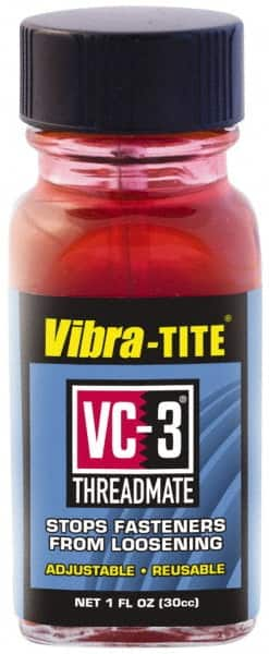 Vibra-Tite - 1 Fluid Ounce Bottle, Red, Low Strength Threadlocker - Series VC-3, 24 hr Full Cure Time, Hand Tool, Heat Removal - A1 Tooling