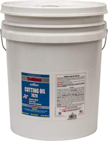 Crown - 5 Gal Pail Cutting Fluid - Straight Oil, For Deep Drawing, Drilling, Forming, Grinding, Machining, Sawing - A1 Tooling