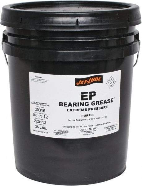 Jet-Lube - 35 Lb Pail Extreme Pressure Grease - Purple, Extreme Pressure, 325°F Max Temp, NLGIG 2, - A1 Tooling