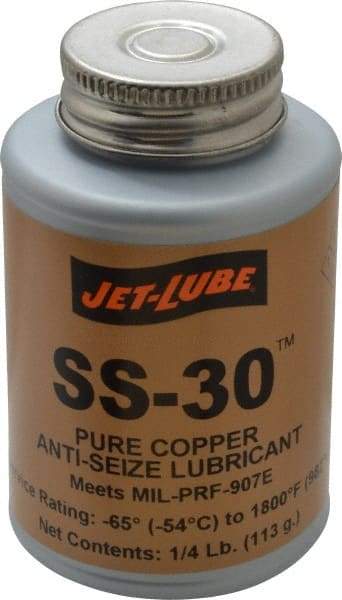 Jet-Lube - 0.25 Lb Can High Temperature Anti-Seize Lubricant - Copper, -65 to 1,800°F, Copper Colored, Water Resistant - A1 Tooling