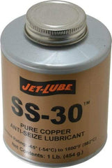 Jet-Lube - 1 Lb Can High Temperature Anti-Seize Lubricant - Copper, -65 to 1,800°F, Copper Colored, Water Resistant - A1 Tooling