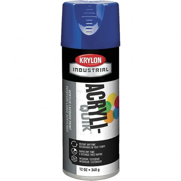 Krylon - True Blue, 12 oz Net Fill, Gloss, Lacquer Spray Paint - 15 to 20 Sq Ft per Can, 16 oz Container, Use on Cabinets, Color Coding Steel & Lumber, Conduits, Drums, Ducts, Furniture, Motors, Pipelines, Tools - A1 Tooling