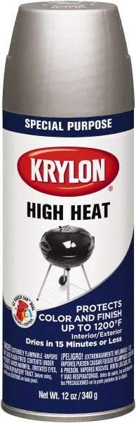 Krylon - Aluminum (Color), 12 oz Net Fill, Satin, High-Heat Metallic Spray Paint - 15 to 20 Sq Ft per Can, 12 oz Container - A1 Tooling