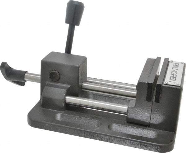 Palmgren - 3" Jaw Opening Capacity x 1" Throat Depth, Horizontal Drill Press Vise - 3" Wide Jaw, Stationary Base, Standard Speed, 12-1/4" OAL x 2-3/4" Overall Height - A1 Tooling