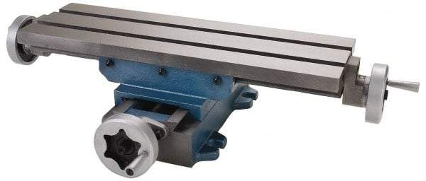 Palmgren - 6" Table Width x 18-5/8 Table Length, 8" Cross Travel x 12" Longitudinal Travel, Slide Machining Table - 6-1/8" Overall Height, Two 9/16" Longitudinal T Slots - A1 Tooling