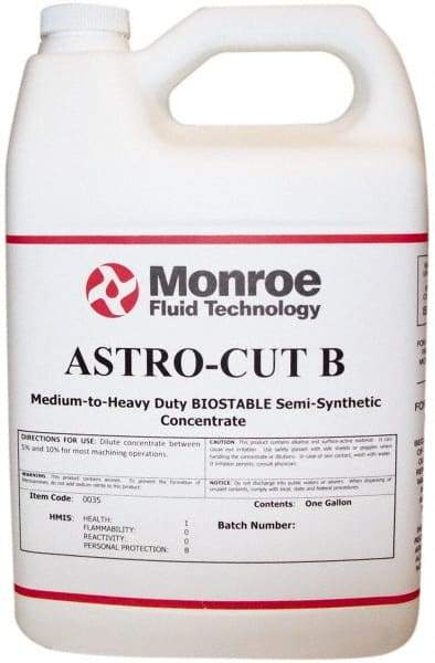 Monroe Fluid Technology - Astro-Cut B, 1 Gal Bottle Cutting & Grinding Fluid - Semisynthetic, For CNC Milling, Drilling, Tapping, Turning - A1 Tooling