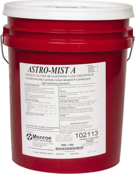 Monroe Fluid Technology - Astro-Mist A, 5 Gal Pail Grinding Fluid - Synthetic, For Light Machining - A1 Tooling