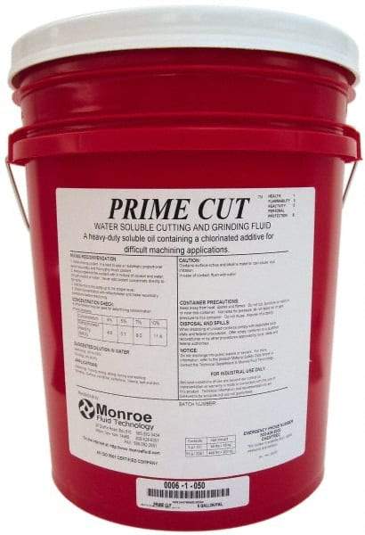 Monroe Fluid Technology - Prime Cut, 5 Gal Pail Cutting & Grinding Fluid - Water Soluble, For CNC Milling, Drilling, Tapping, Turning - A1 Tooling