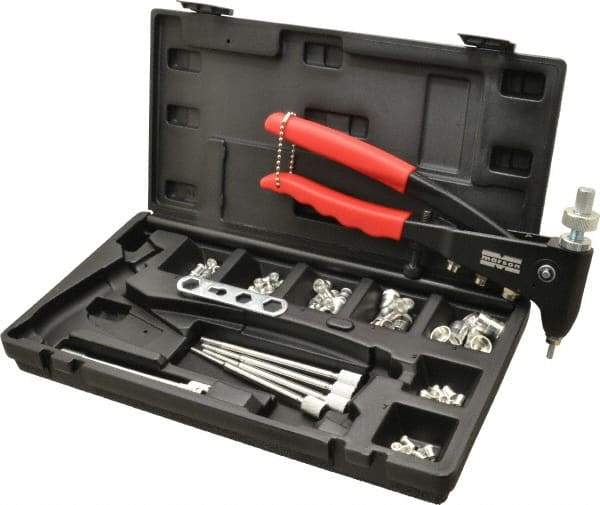 Value Collection - 63 Piece Aluminum Manual Rivet Nut Tool Kit - #6-32, 3/8-16" Thread - A1 Tooling