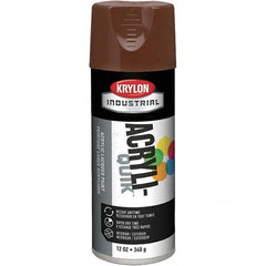 Krylon - Leather Brown, 12 oz Net Fill, Gloss, Lacquer Spray Paint - 15 to 20 Sq Ft per Can, 16 oz Container, Use on Cabinets, Color Coding Steel & Lumber, Conduits, Drums, Ducts, Furniture, Motors, Pipelines, Tools - A1 Tooling