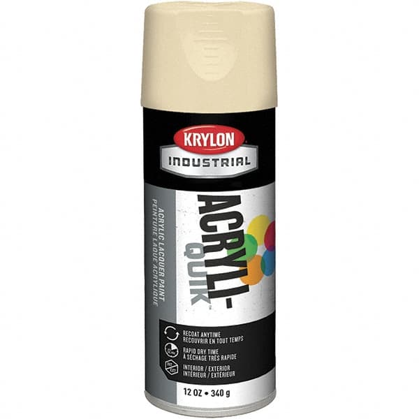 Krylon - Almond (Color), 12 oz Net Fill, Gloss, Lacquer Spray Paint - 15 to 20 Sq Ft per Can, 16 oz Container, Use on Cabinets, Color Coding Steel & Lumber, Conduits, Drums, Ducts, Furniture, Motors, Pipelines, Tools - A1 Tooling