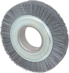 Weiler - 6" OD, 2" Arbor Hole, Crimped Nylon Wheel Brush - 1" Face Width, 1-1/4" Trim Length, 0.035" Filament Diam, 3,600 RPM - A1 Tooling