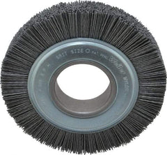 Weiler - 6" OD, 2" Arbor Hole, Crimped Nylon Wheel Brush - 1" Face Width, 1-1/4" Trim Length, 0.04" Filament Diam, 3,600 RPM - A1 Tooling