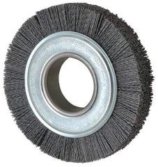 Weiler - 6" OD, 2" Arbor Hole, Crimped Nylon Wheel Brush - 1" Face Width, 1-1/4" Trim Length, 0.04" Filament Diam, 3,600 RPM - A1 Tooling