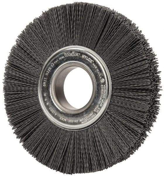 Weiler - 8" OD, 2" Arbor Hole, Crimped Nylon Wheel Brush - 1" Face Width, 2-1/4" Trim Length, 0.04" Filament Diam, 3,600 RPM - A1 Tooling