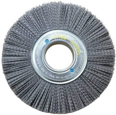 Weiler - 8" OD, 2" Arbor Hole, Crimped Nylon Wheel Brush - 1" Face Width, 2-1/4" Trim Length, 0.04" Filament Diam, 3,600 RPM - A1 Tooling