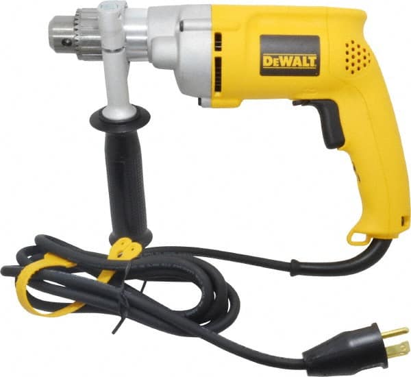 DeWALT - 1/2" Keyed Chuck, 0 to 1,000 RPM, Pistol Grip Handle Electric Drill - 7.8 Amps, 120 Volts, Reversible, Includes 360° Side Handle & Chuck Key with Holder - A1 Tooling