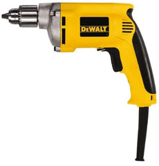 DeWALT - 1/4" Keyed Chuck, 4,000 RPM, Pistol Grip Handle Electric Drill - 6.7 Amps, 110 Volts, Reversible, Includes Chuck Key with Holder - A1 Tooling