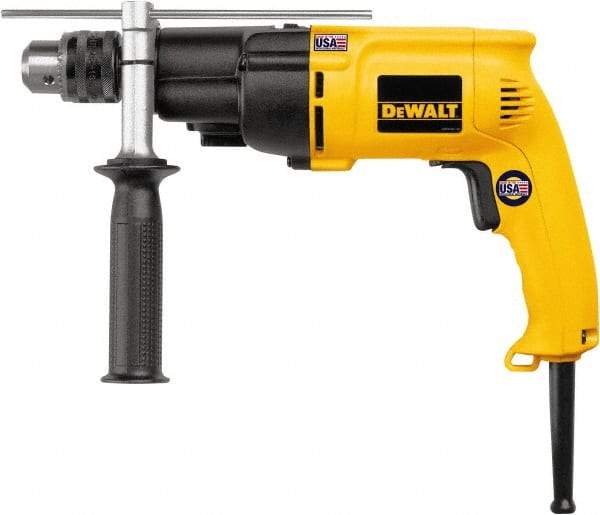 DeWALT - 120 Volt 1/2" Keyed Chuck Electric Hammer Drill - 0 to 19,000 & 0 to 46,000 BPM, 0 to 1,100 & 0 to 2,700 RPM, Reversible - A1 Tooling