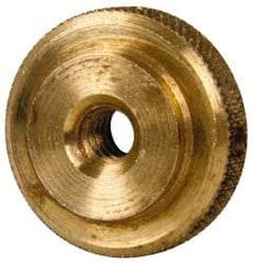 Gibraltar - #10-24 UNC Thread, Uncoated, Brass Round Knurled Check Nut - 1/4" Overall Height, 3/4" Diam x 3/16" Head Height, 1/2" Base Diam - A1 Tooling