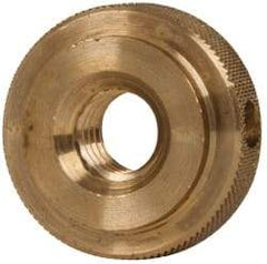 Gibraltar - 3/8-16" UNC Thread, Uncoated, Brass Round Knurled Check Nut - 3/8" Overall Height, 1" Head Diam, 3/4" Diam x 3/32" Base Height - A1 Tooling