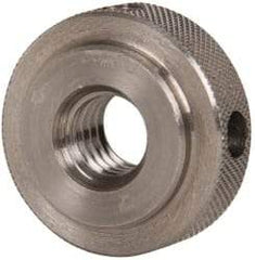 Gibraltar - 3/8-16" UNC Thread, Uncoated, Stainless Steel Round Knurled Check Nut - 3/8" Overall Height, 1" Head Diam, 3/4" Diam x 3/32" Base Height - A1 Tooling