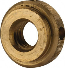 Gibraltar - 1/2-13" UNC Thread, Uncoated, Brass Round Knurled Check Nut - 7/16" Overall Height, 1-1/8" Diam x 5/16" Head Height, 7/8" Diam x 1/8" Base Height - A1 Tooling