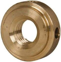 Gibraltar - 5/8-11" UNC Thread, Uncoated, Brass Round Knurled Check Nut - 1/2" Overall Height, 1-3/8" Diam x 3/8" Head Height, 1-1/8" Diam x 1/8" Base Height - A1 Tooling