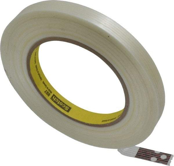 3M - 1/2" x 60 Yd Clear Rubber Adhesive Packaging Tape - Polypropylene Film Backing, 6 mil Thick, 170 Lb Tensile Strength, Series 897 - A1 Tooling