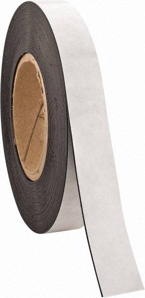 Made in USA - 50' Long x 1" Wide Flexible Magnetic Strip - 4 Lb Max Pull Force, Adhesive Back, Black - A1 Tooling