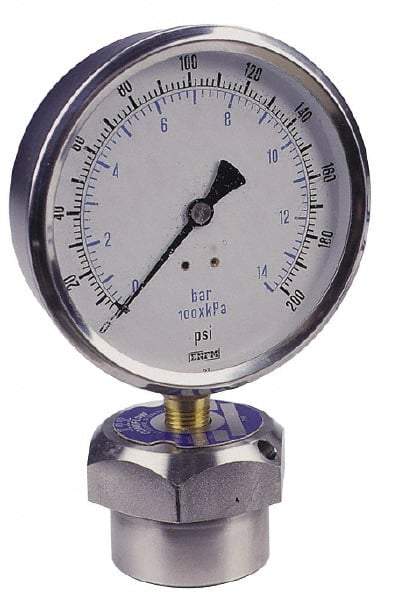 Value Collection - 1,000 Max psi, 4 Inch Dial Diameter, Stainless Steel Pressure Gauge Guard and Isolator - 1% Accuracy, 18-8 Material Grade - A1 Tooling