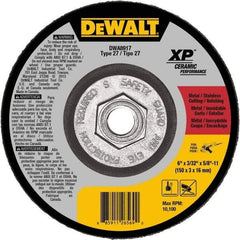 DeWALT - 24 Grit, 6" Wheel Diam, Type 27 Depressed Center Wheel - Coarse/Medium Grade, Ceramic, N Hardness, 10,100 Max RPM - A1 Tooling