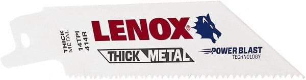 Lenox - 4" Long x 3/4" Thick, Bi-Metal Reciprocating Saw Blade - Tapered Profile, 14 TPI, Toothed Edge, Universal Shank - A1 Tooling