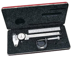 Starrett - 4 Piece, Machinist Caliper and Micrometer Tool Kit - 0 to 150 mm Caliper, 0 to 25 mm Micrometer - A1 Tooling