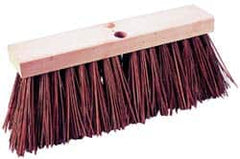 PRO-SOURCE - 14" Rough Surface Palmyra Push Broom - 6-1/4" Bristle Length, Wood Block, Tapered Handle Connection, Handle Sold Separately - A1 Tooling