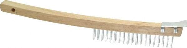 Value Collection - 3 Rows x 19 Columns Bent Handle Scratch Brush with Scraper - 1" Brush Length, 13-1/2" OAL, 1" Trim Length, Wood Curved Handle - A1 Tooling